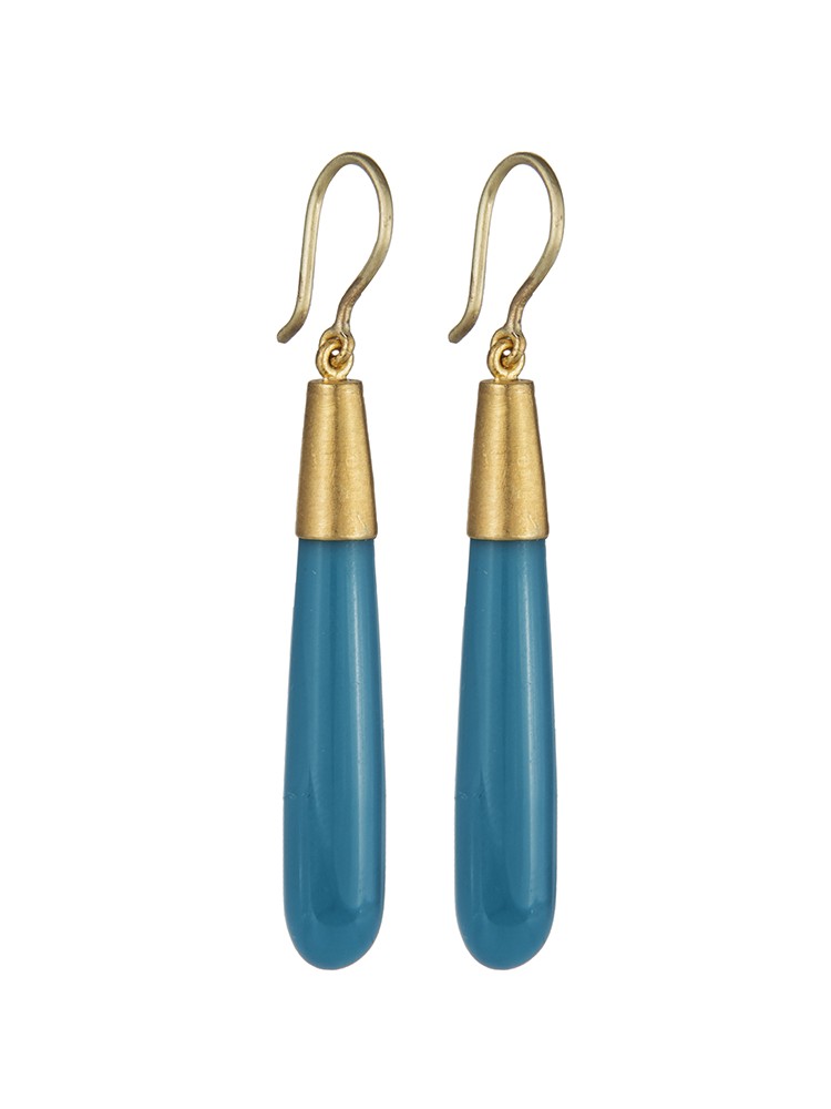 Yossi Harari Jewelry Roxanne 24k Gold Turquoise Jane Earrings