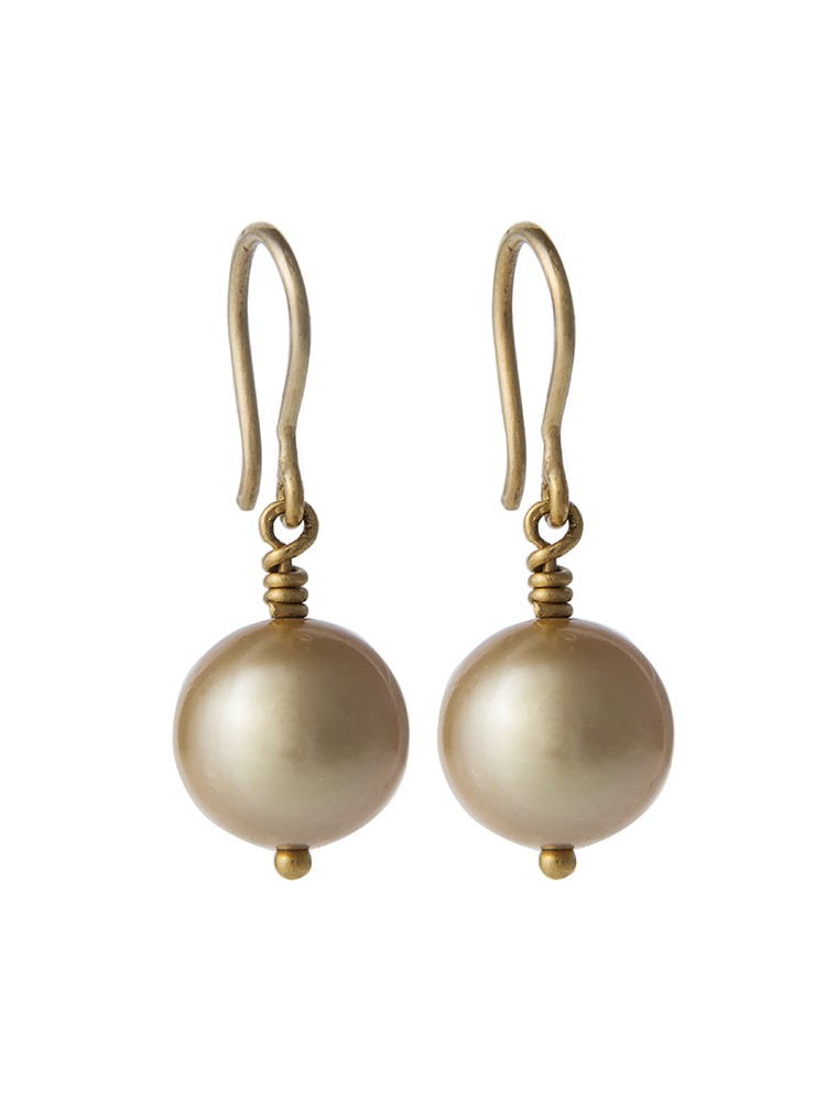 Yossi Harari Jewelry 24k Gold South Sea Cultured Pearl Drop Roxanne Earrings