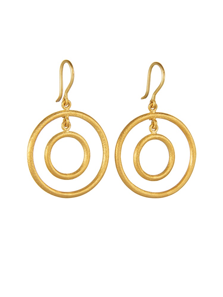 Yossi Harari Jewelry Jane 24k Gold Double Loop Rachel Earrings