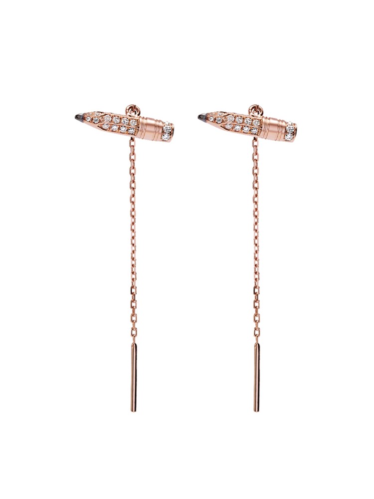 Tzuri 18k Rose Gold and Diamond Dangle Earrings