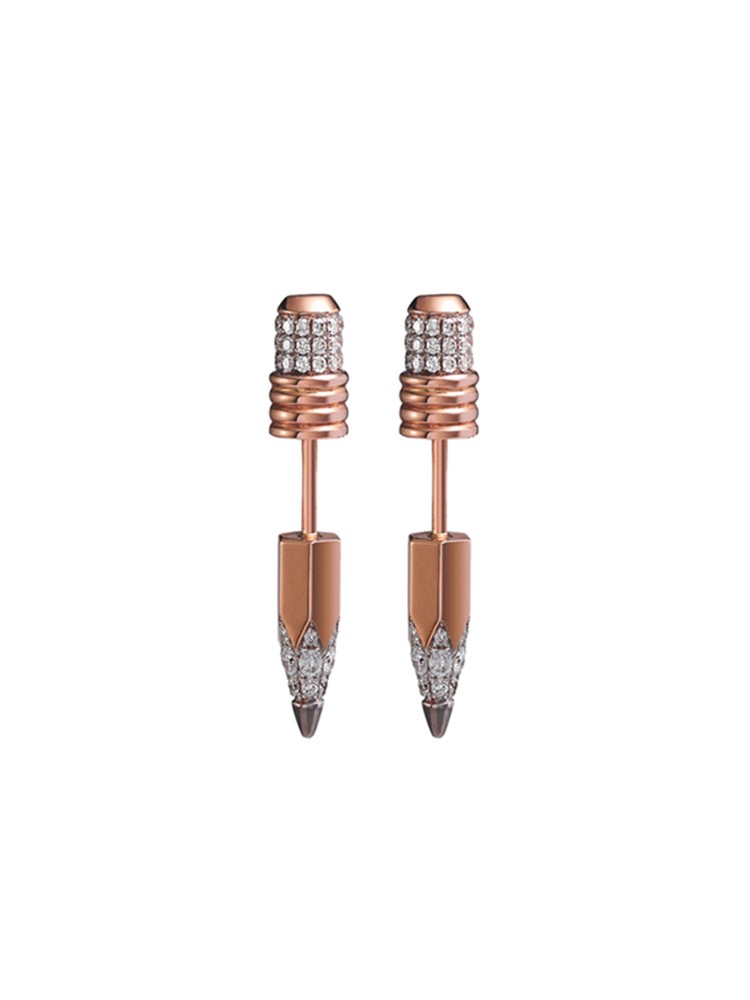 Tzuri 18k Rose Gold and Diamond Gap Earrings