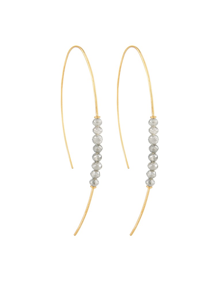 Yossi Harari Jewelry Jane 18k Gold & Diamond Beads Hoop Threader Earrings