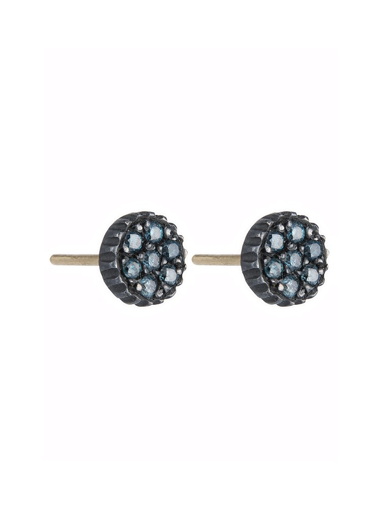 Yossi Harari Jewelry Oxidized Gilver Blue Diamond Lilah Earrings