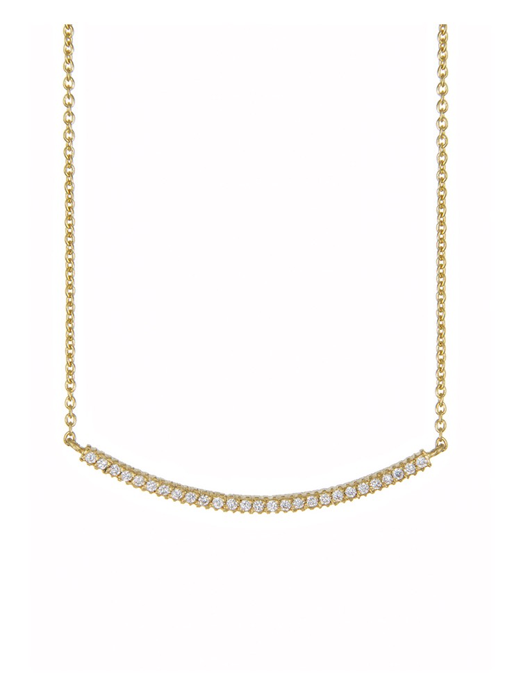 Yossi Harari Jewelry 18k Gold White Diamond  Lilah Smile Necklace