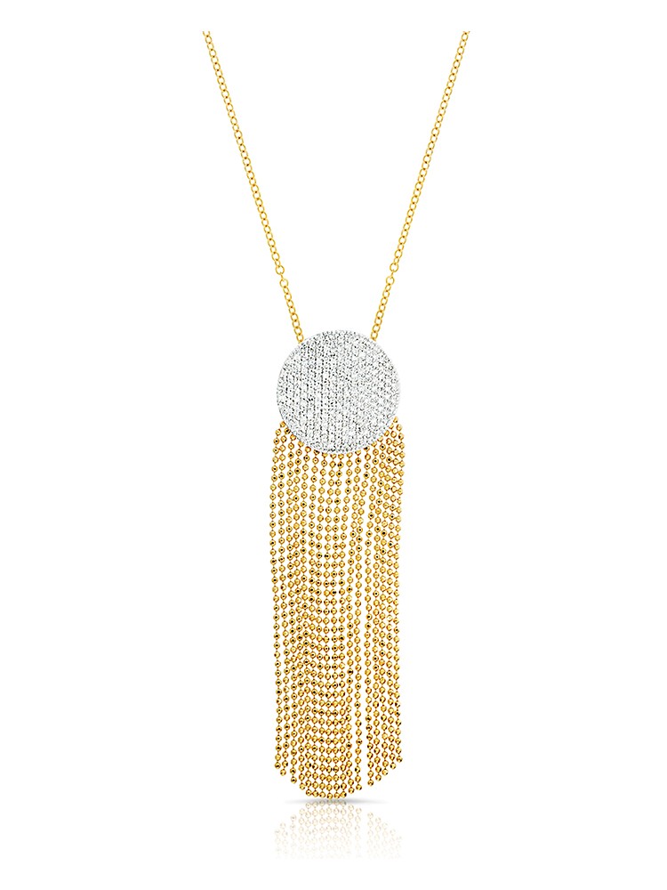 Yellow Gold Diamond Large Infinity Tassel Necklace