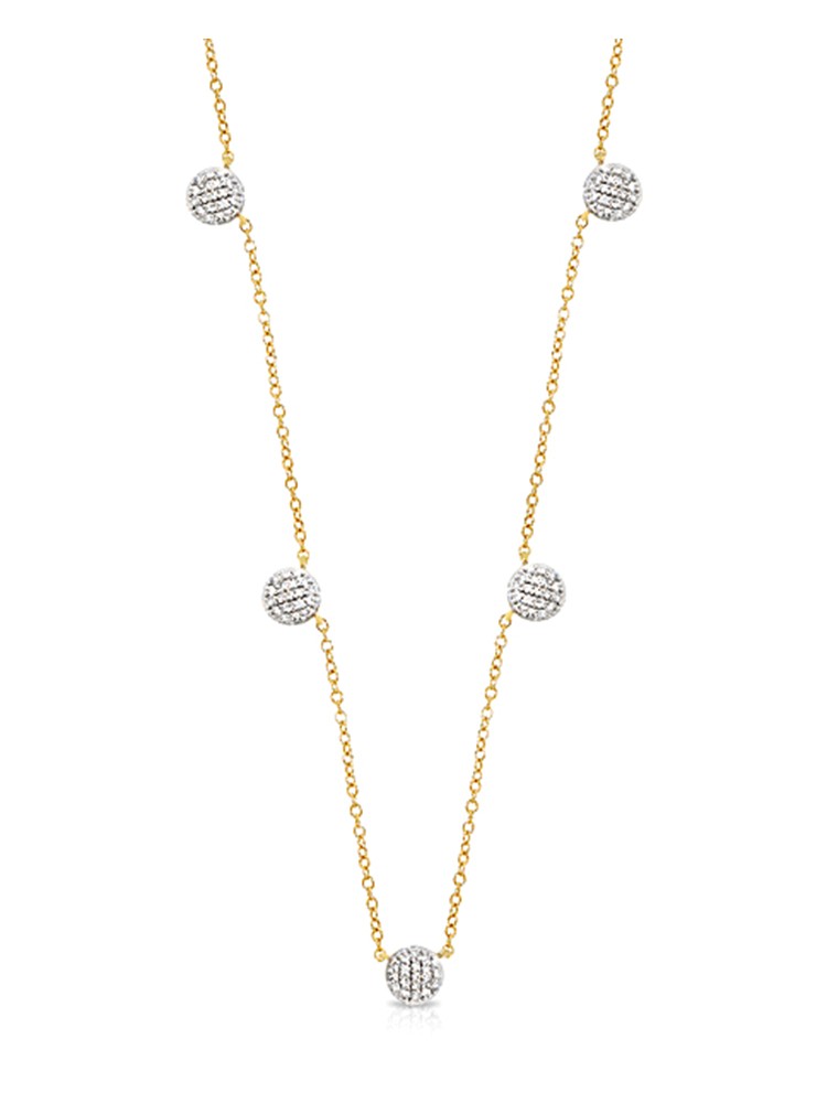 Yellow Gold Diamond Five Micro Station Infinity DBTY Necklace