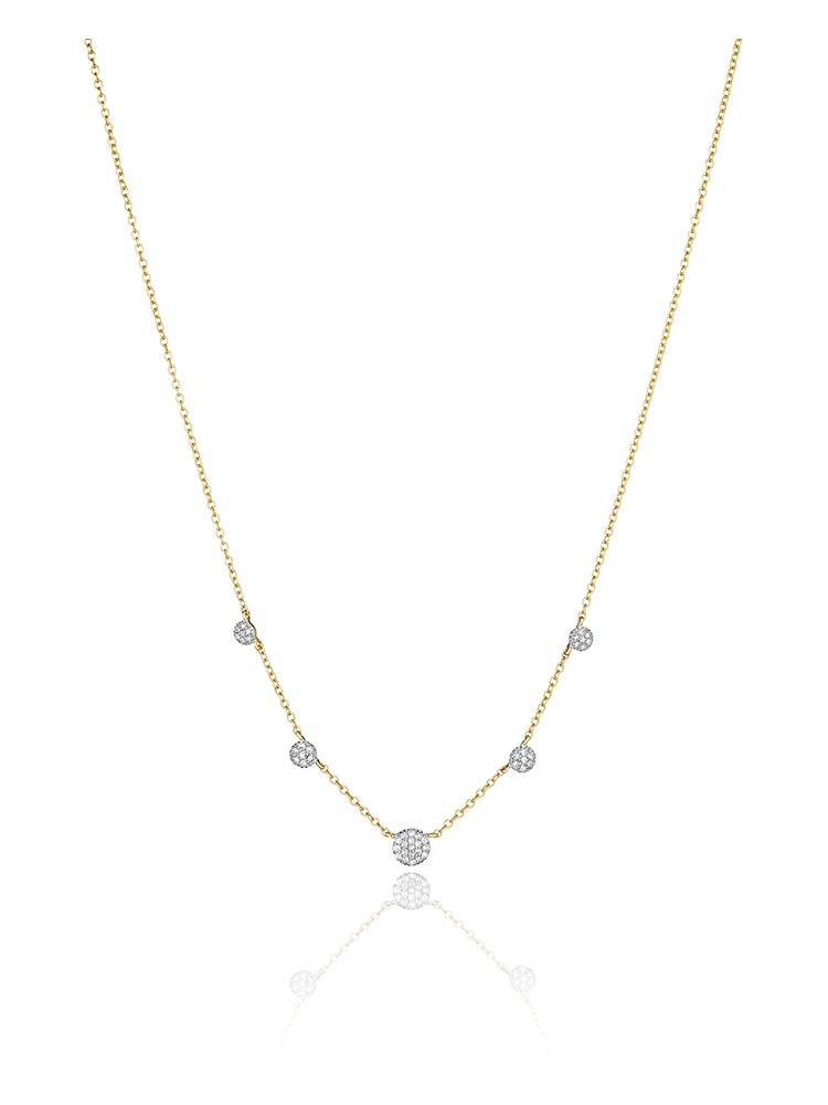 Yellow Gold and Diamond Graduated Micro Infinity Station Necklace