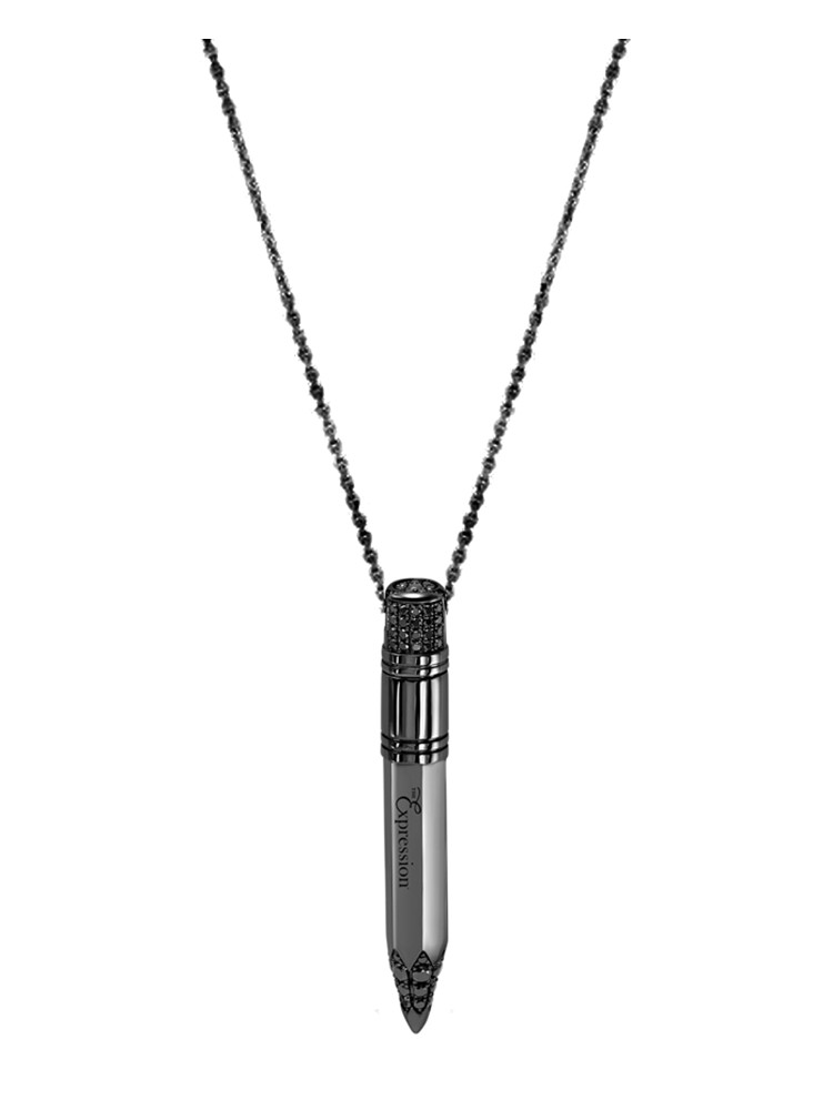 Tzuri 18k Black Gold and Black Diamond Large Vertical Necklace