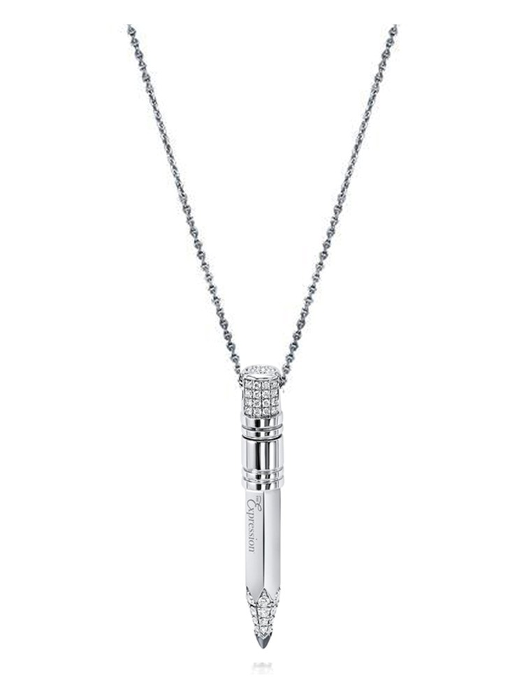 Tzuri 18k White Gold and Diamond Large Vertical Necklace