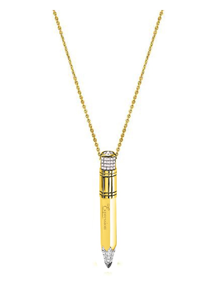 Tzuri 18k Yellow Gold and Diamond Large Vertical Necklace