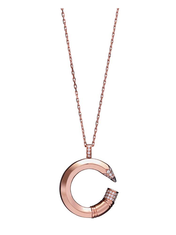 Tzuri 18k Rose Gold and Diamond Medium C Necklace