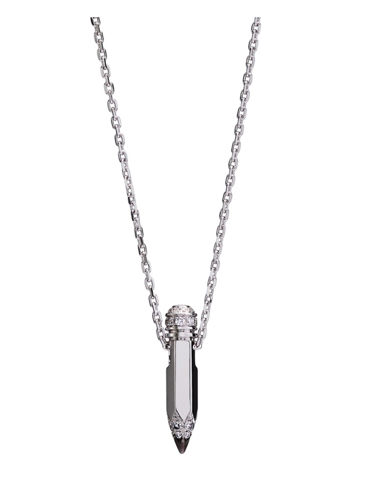 Tzuri 18k White Gold and Diamond Mini Vertical Necklace