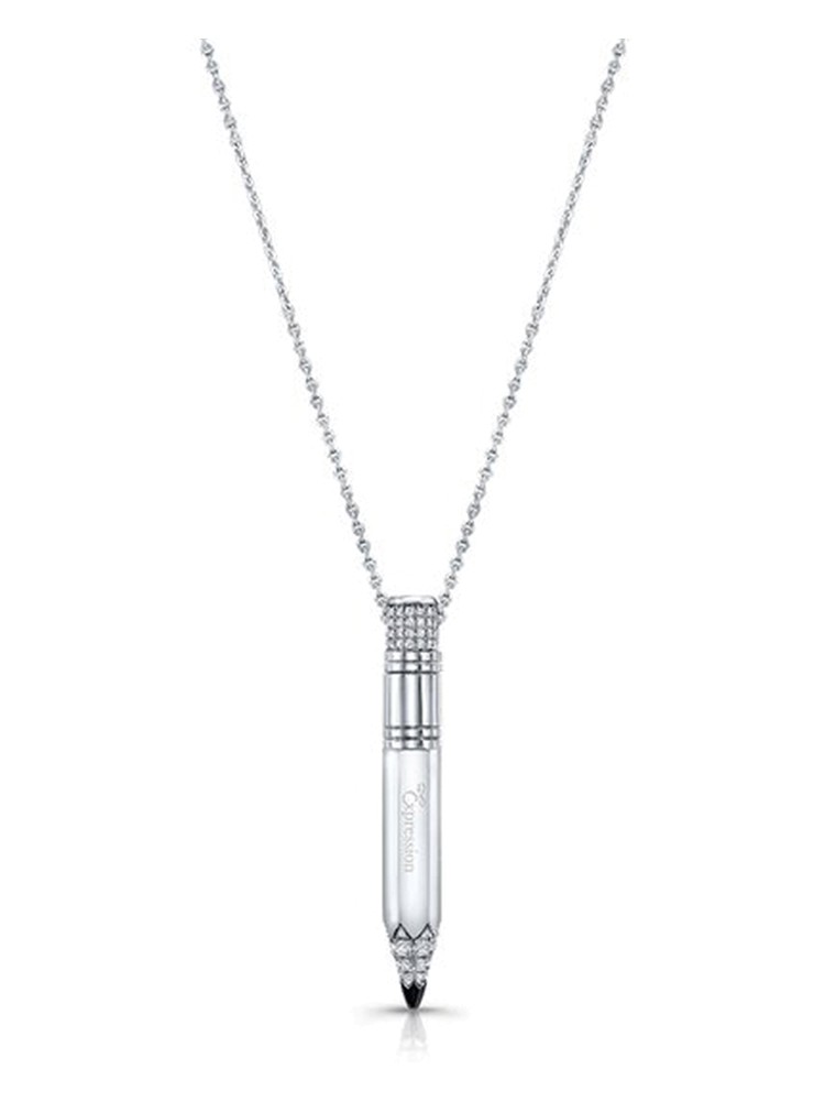 Tzuri 18k White Gold and Diamond Medium Vertical Necklace