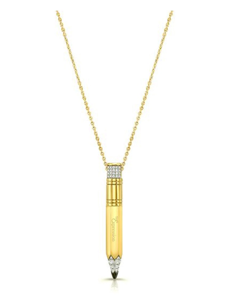 Tzuri 18k Yellow Gold and Diamond Medium Vertical Necklace