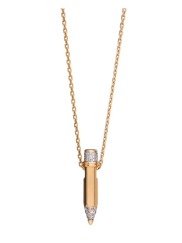 Tzuri 18k Yellow Gold and Diamond Small Vertical Necklace