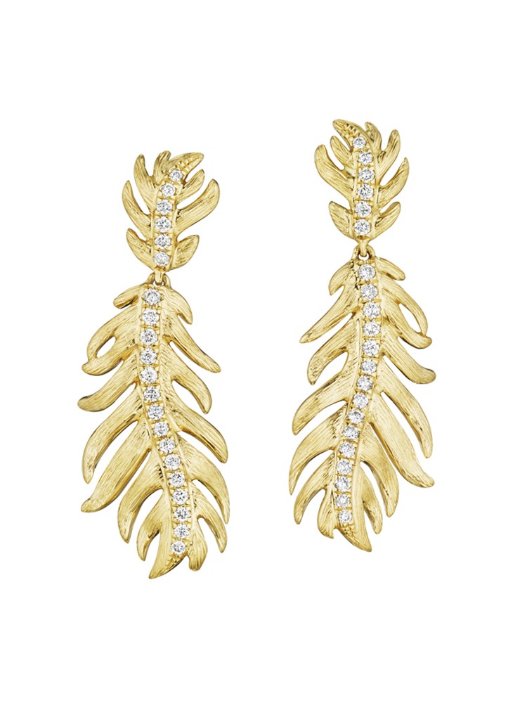 18K Gold Phoenix Medium Center Pave Earrings