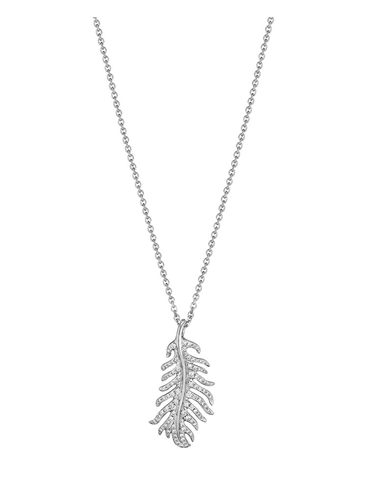 18K Gold Phoenix Feather Vertical Necklace