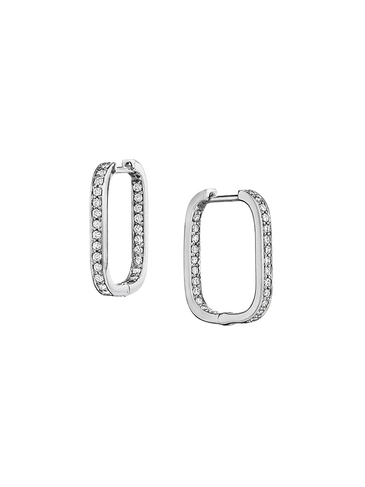Piece Square Diamond Hoop Earrings