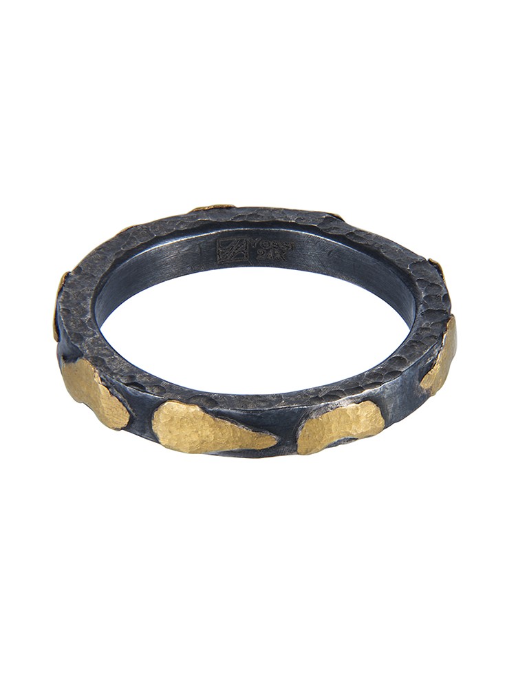 Yossi Harari Jewelry Jane 24k Gold & Oxidized Gilver Libra Stack Ring Size 6