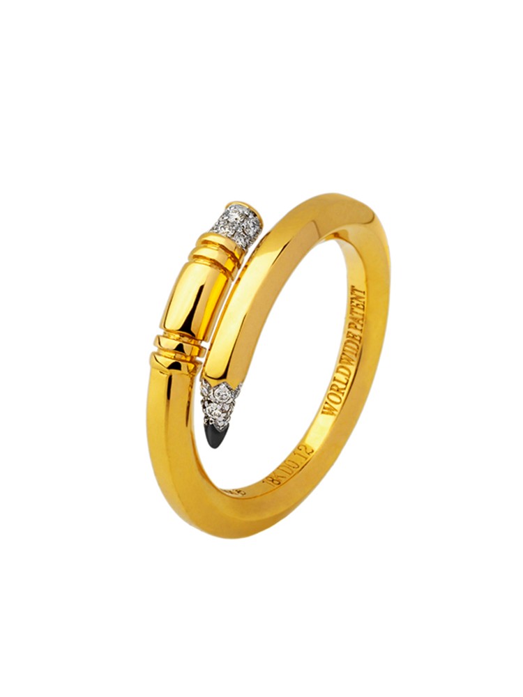 TZURI Yellow Gold Mini Signature Ring