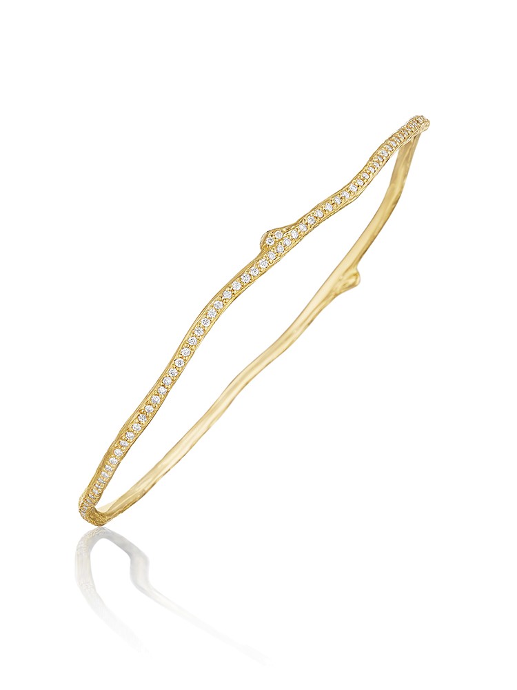 18K Gold Wonderland Eternity Pave Diamond Twig Bangle