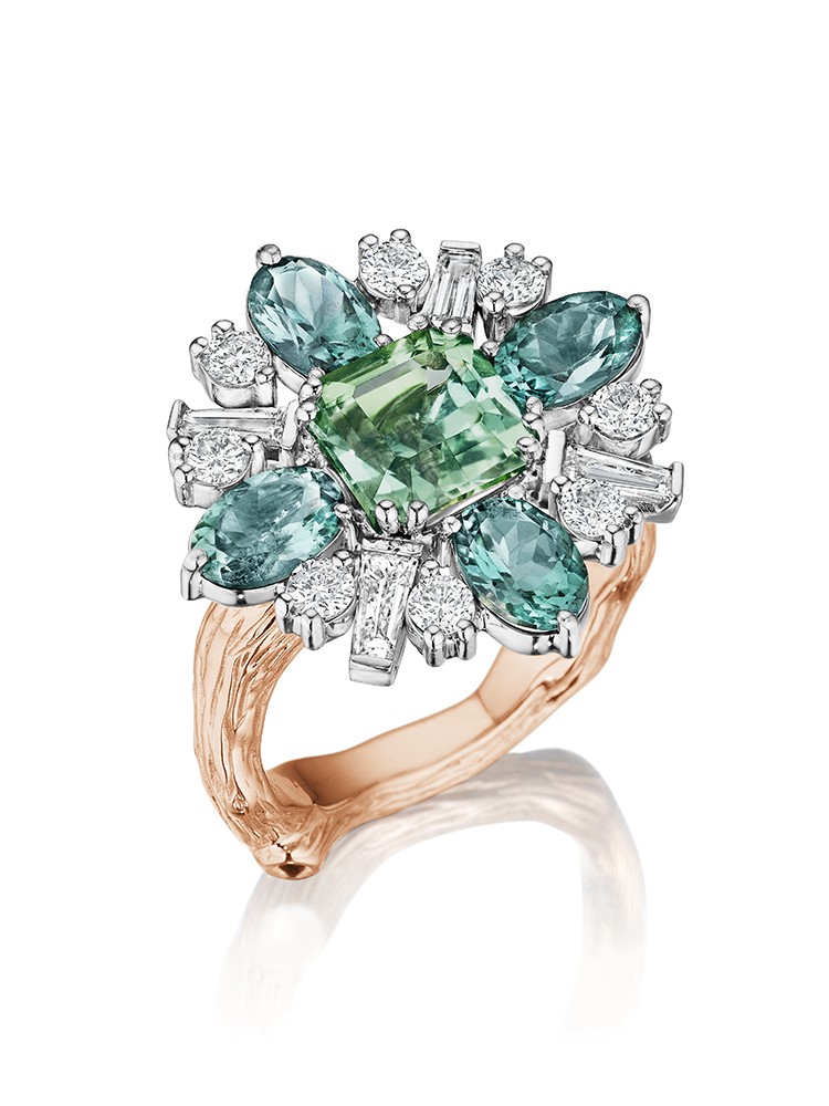 18K Gold Wonderland Tourmaline Flower Ballerina Ring