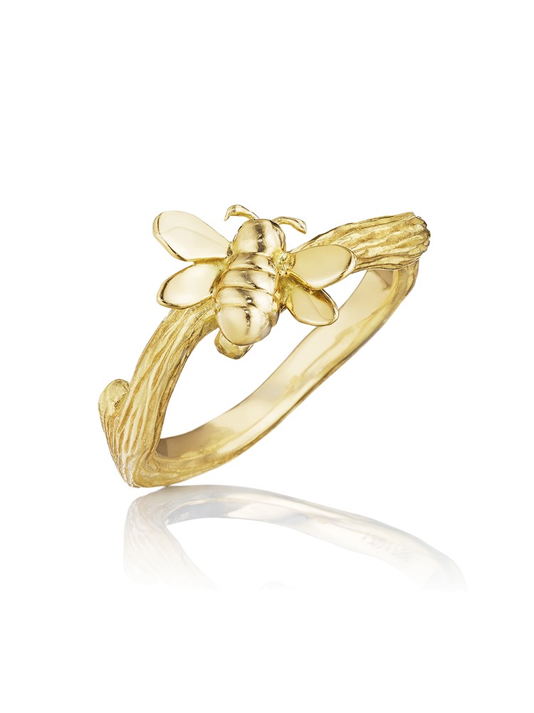 18K Gold Wonderland Stackable Small Bee Ring