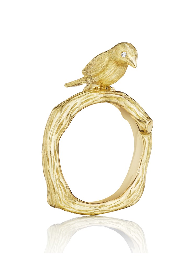 18K Gold Wonderland Stackable Love Bird Ring