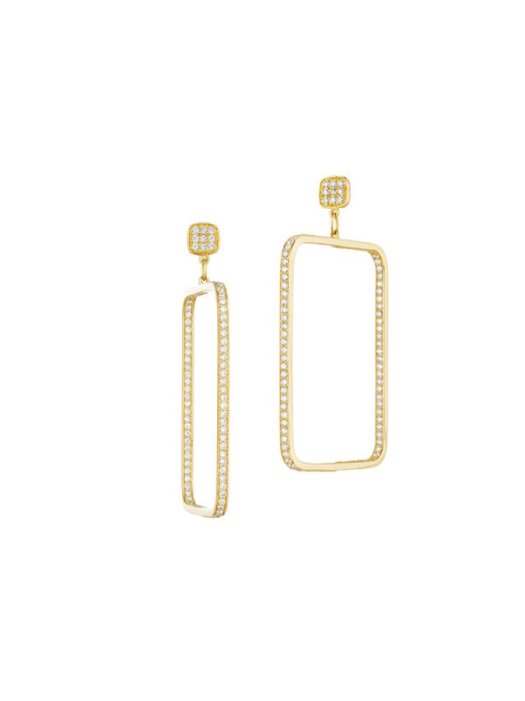 Piece Square Diamond Drop Earrings - Medium