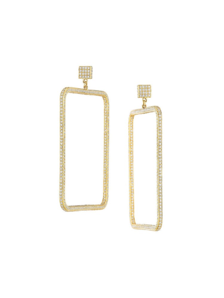Piece Square 3D Diamond Earrings 