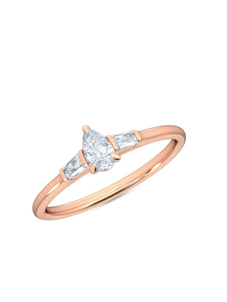 0.30 Ct Pear and Baguette Cut Petite Lab Grown Diamond Ring in 14K Rose Gold (E-F, VS1-VS2, 0.30 cttw) by MadeForUs