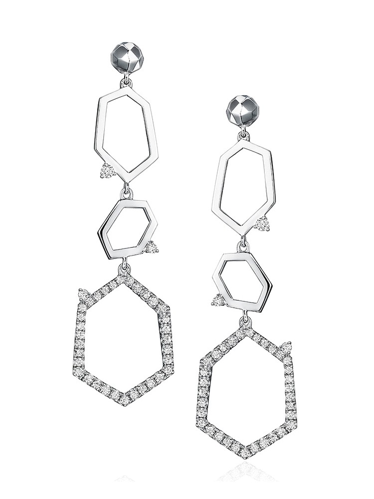 Mimi So Jackson Pave Diamond Three Link Earrings