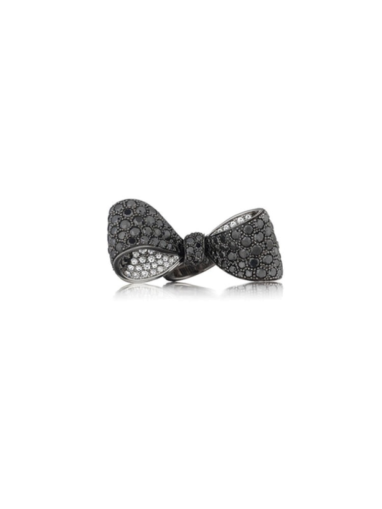 Bow Black Diamond Ring 