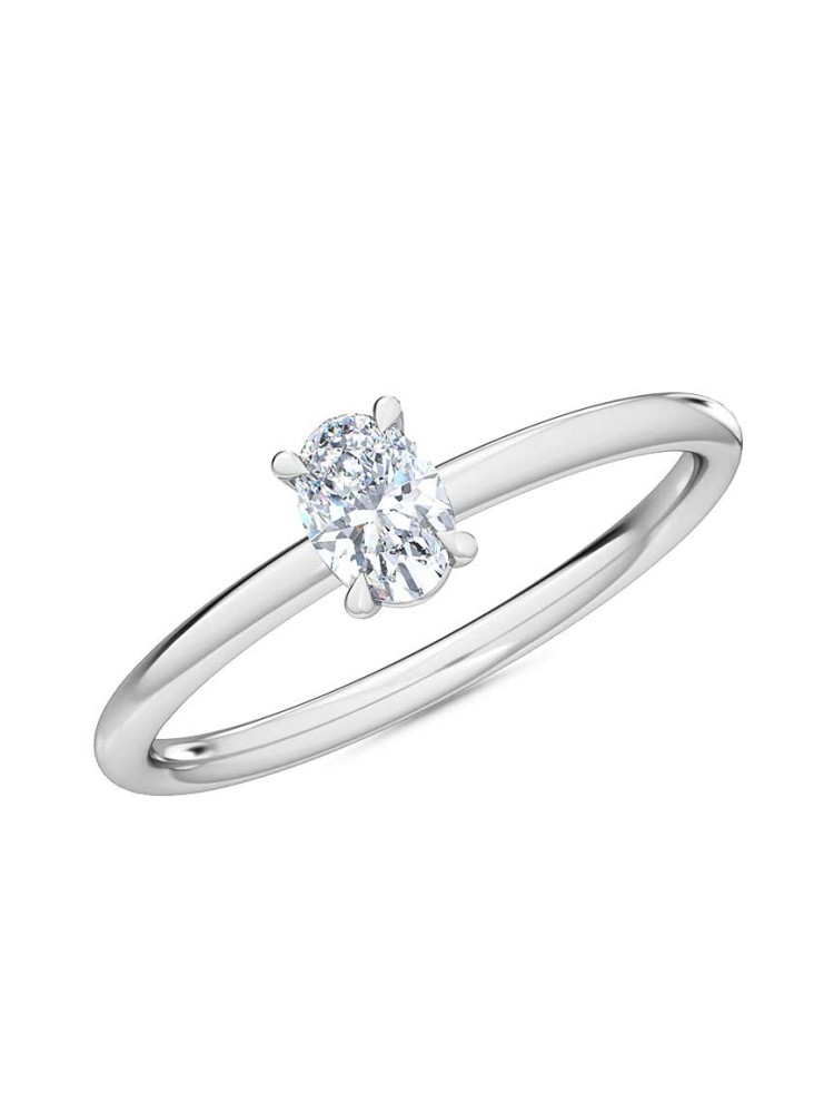 0.25 Ct Oval Cut Petite Lab Grown Diamond Ring in 14K White Gold 