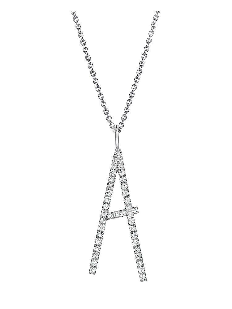 Mimi So Type Letter "A" Pave Diamond Pendant