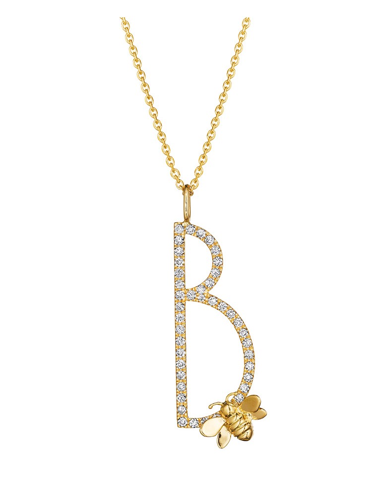 Mimi So Type Letter Pave "B" Pendant 