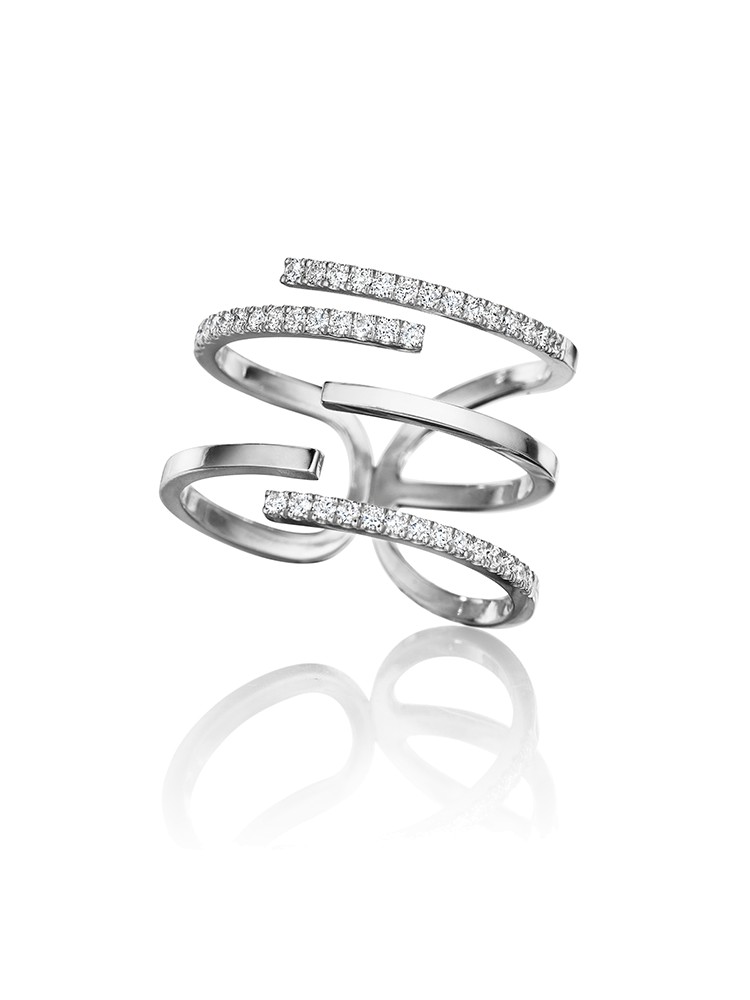 Piece Stick Diamond Pave Ring