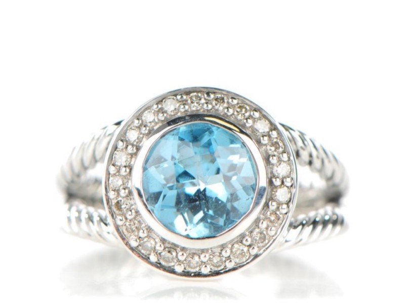 David Yurman Sterling Silver With Aquamarine Diamonds Ring Size 5 David Yurman Buy at TrueFacet