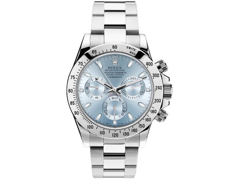 Rolex Pre Owned Steel Daytona 116520 Custom Ice Blue Rolex Buy at TrueFacet