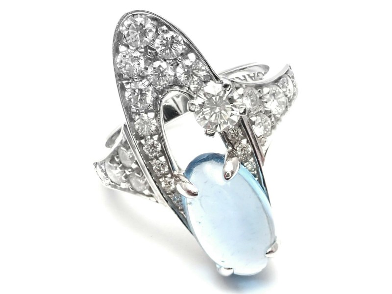 Rare Authentic Bvlgari Bulgari Elysia 18k White Gold Diamond Blue Topaz Ring Bvlgari Buy at TrueFacet