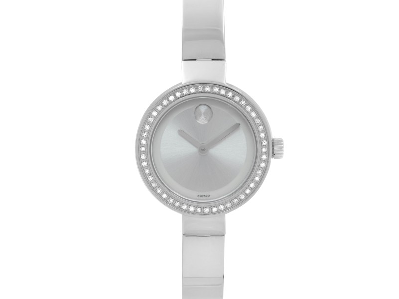 Movado Bold 25mm Steel Diamond Bezel Silver Dial Quartz Ladies Watch 3600321 Movado Buy at TrueFacet