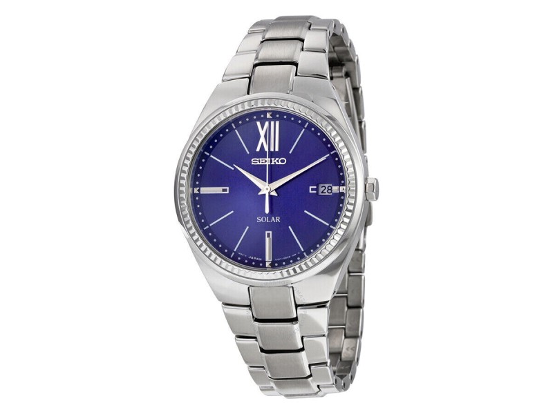 Seiko Solar Recraft 36mm Steel Blue Dial Quartz Ladies Watch Seiko Buy at TrueFacet