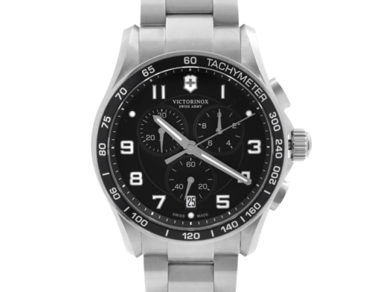Victorinox Chrono Classic XLS 45mm Steel Black Dial Mens Quartz Watch