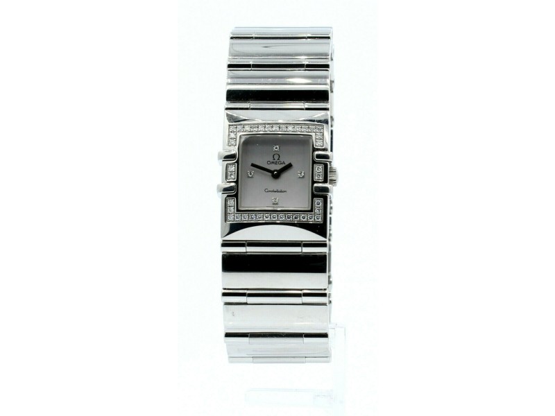 Ladies OMEGA Constellation QUADRA Diamond Stainless Steel Square Quartz Watch Omega Buy at TrueFacet