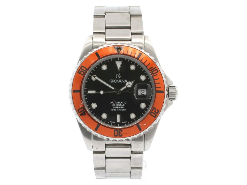 GROVANA Diver Automatic Black Dial Stainless Steel Men s Watch 1571.2 Grovana Buy at TrueFacet