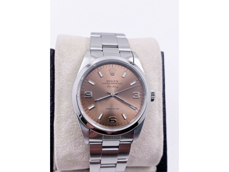 Rolex Air King 14000 Rose Pink Dial Stainless Steel