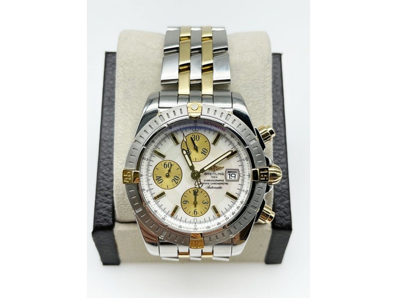 Breitling Chronomat Evolution B13356 MOP Dial 18K Gold Steel Watch Breitling Buy at TrueFacet