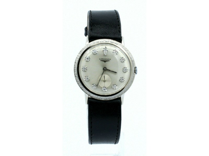 Longines 14k white gold watch with diamonds shop