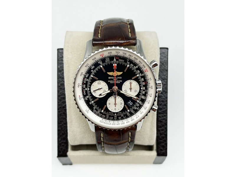 Breitling AB0120 Navitimer Brown Leather Band Steel Breitling Buy at TrueFacet