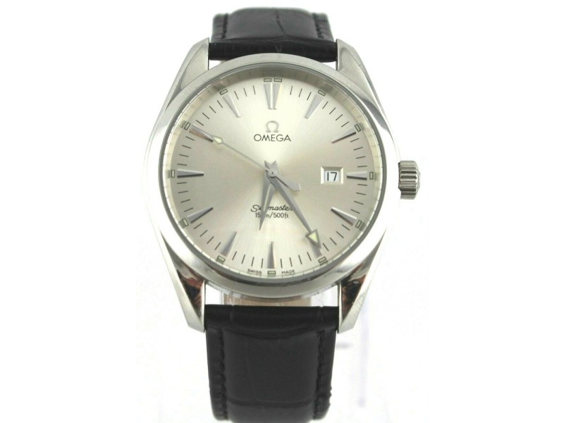 OMEGA SEAMASTER AQUA TERRA 2517.30 SILVER BLACK LEATHER SWISS QUARTZ MENS WATCH OMEGA Buy at TrueFacet